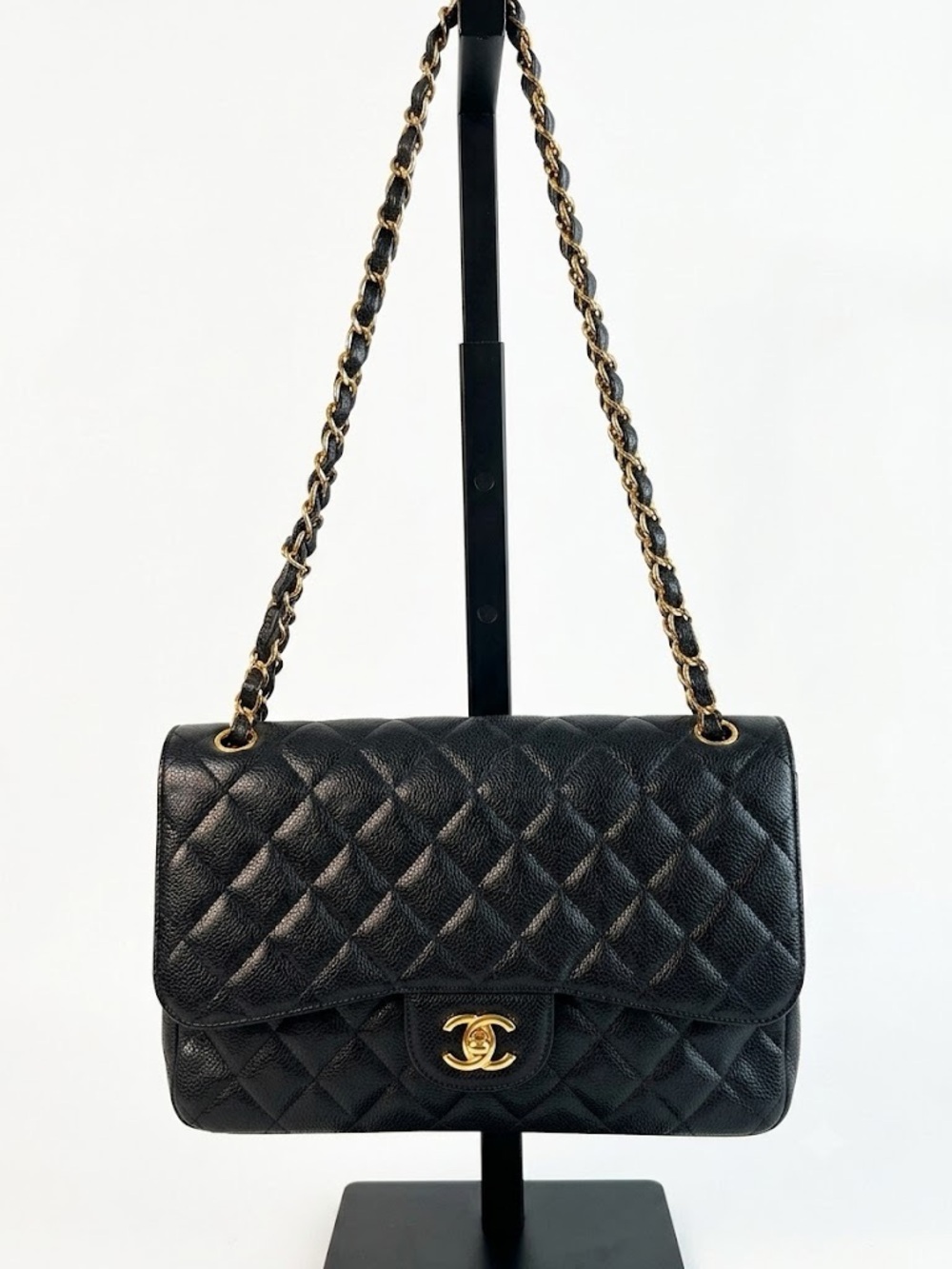 CHANEL CLASSIC JUMBO DOUBLE FLAP CAVIAR LEATHER